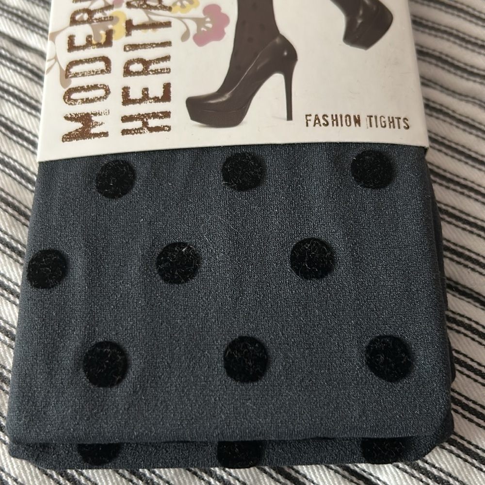 Black Polka Dot Tights - Picture 2 of 7